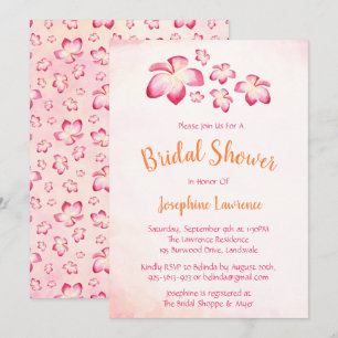 Invitación Plumeria rosa de la ducha tropical de novia