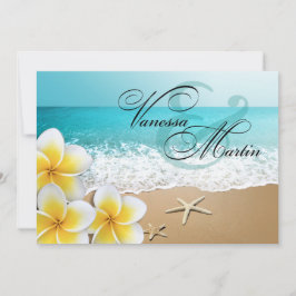 Invitación Plumeria Starfish Beach Boda Tropical