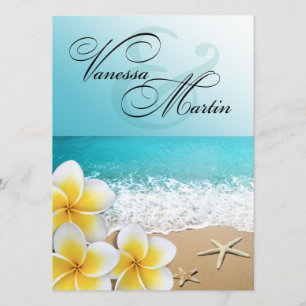 Invitación Plumeria Starfish Beach Boda Tropical