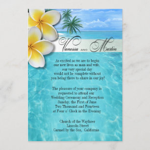 Invitación Plumeria Starfish Beach Hawaii Boda