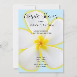 Invitación Plumeria Tropical, Blanca y Amarilla, Floral, Pare