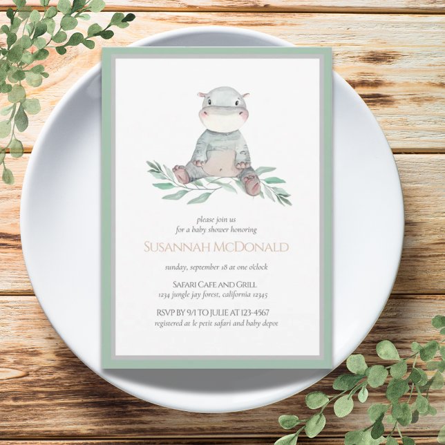 Invitación Plush Hippo | Jungle Safari Baby Shower (
Plush Hippo | Jungle Safari Baby Shower Invitation)