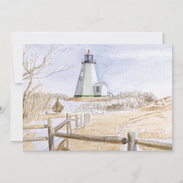 Invitación Plymought Lighthouse Watercolor (Anverso)