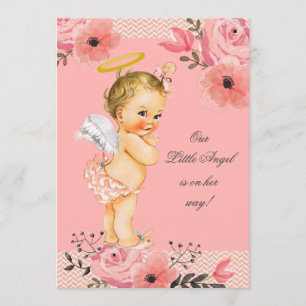 Invitación Poca acuarela del ángel del Blonde florece Baby