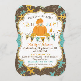 Invitación Poca caída del muchacho de la calabaza deja Baby
