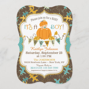 Invitación Poca caída del muchacho de la calabaza deja Baby