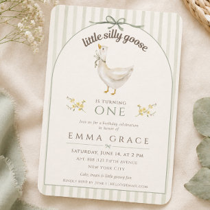 Invitación Poca Silly Goose Verde Salvia Cumpleaños Cumpleaño