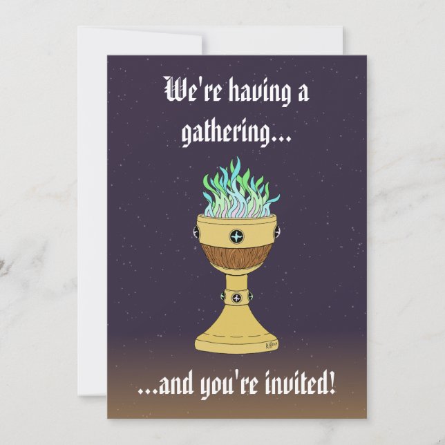 Invitación Poción mágica en combinación de Mazer y cáliz (Anverso)