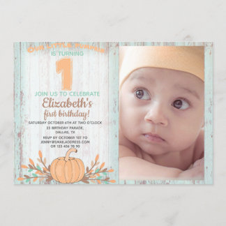 Invitación Poco cumpleaños rústico de la caída de la calabaza