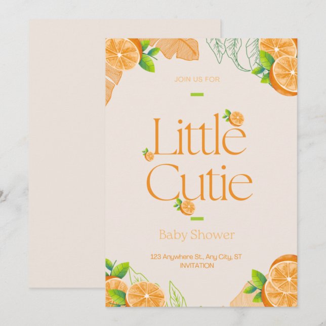 Invitación Poco cutie Género de la vegetación de Baby Shower  (Anverso / Reverso)