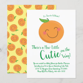 Invitación Poco Cutie Tangerine Baby Shower Sexo Neutral
