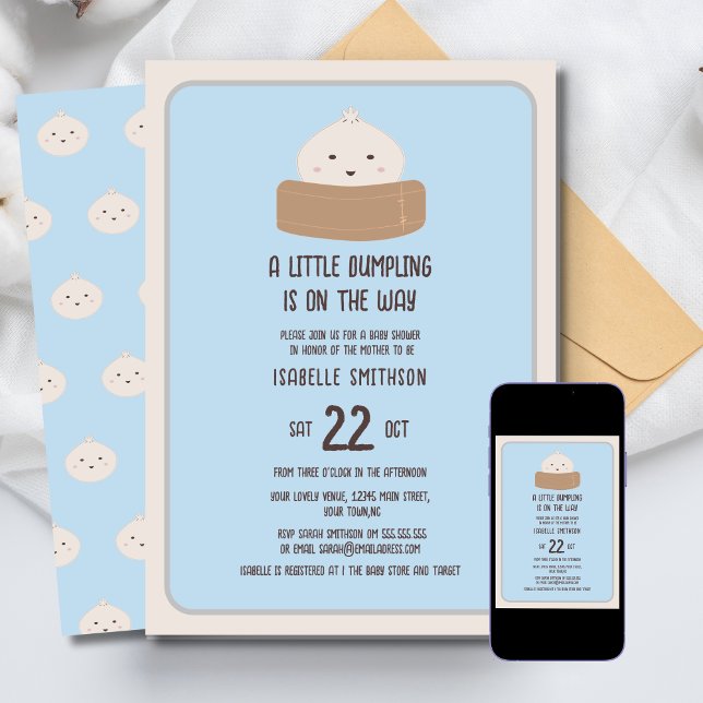 Invitación Poco Desplome En El Camino Azul Baby Shower (Subido por el creador)