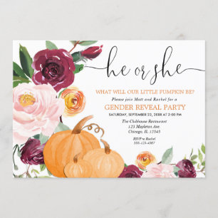 Invitación Poco género de la caída de la calabaza revela