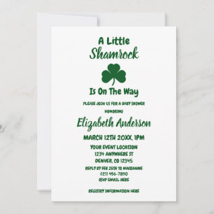 Invitación Poco trébol Día de San Patricio Shower de bebé
