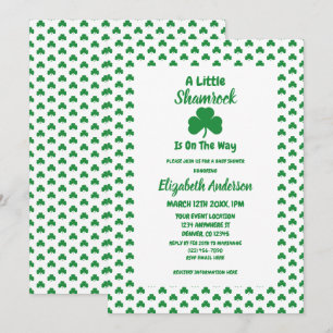 Invitación Poco trébol Día de San Patricio Shower de bebé