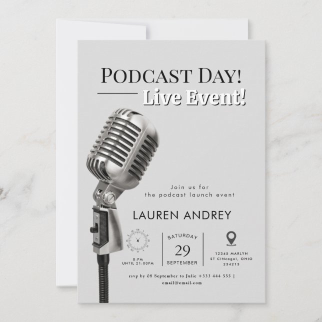 Invitación Podcast Launch Event Invitation (Anverso)