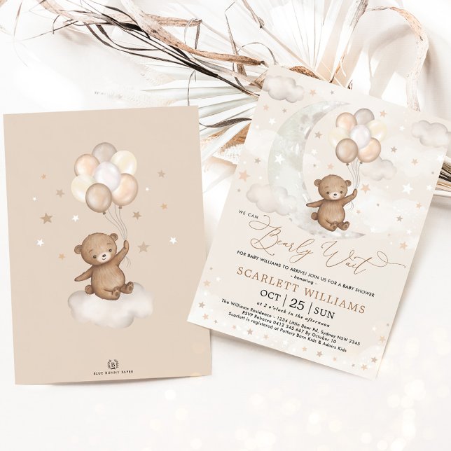 Invitación Podemos anticipar globos de oso lun de espera Baby (Subido por el creador)