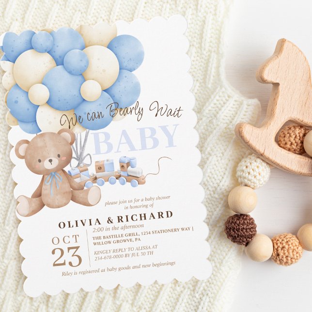 Invitación Podemos anticipar temas de Teddy Baby Shower Boy (Subido por el creador)