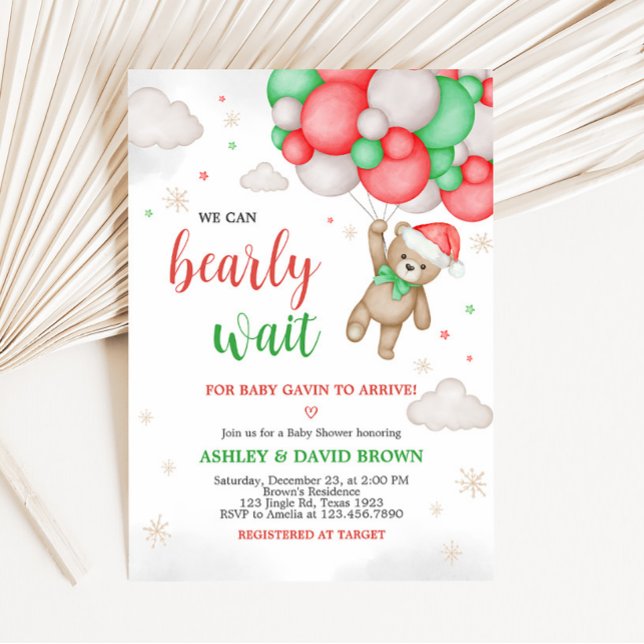 Invitación Podemos Embarazar A Los Navidades Esperantes Baby  (Can Bearly Wait Christmas Baby Shower Invitation)