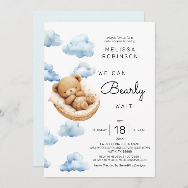 Invitación Podemos esperar a Baby Boy Shower (Anverso / Reverso)