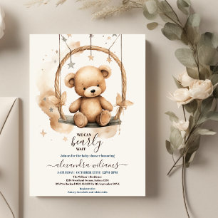 Invitación Podemos Esperar A Baby Shower De Oso Moderno