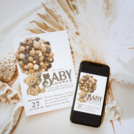 Invitación Podemos Esperar A Baby Shower De Oso Moderno