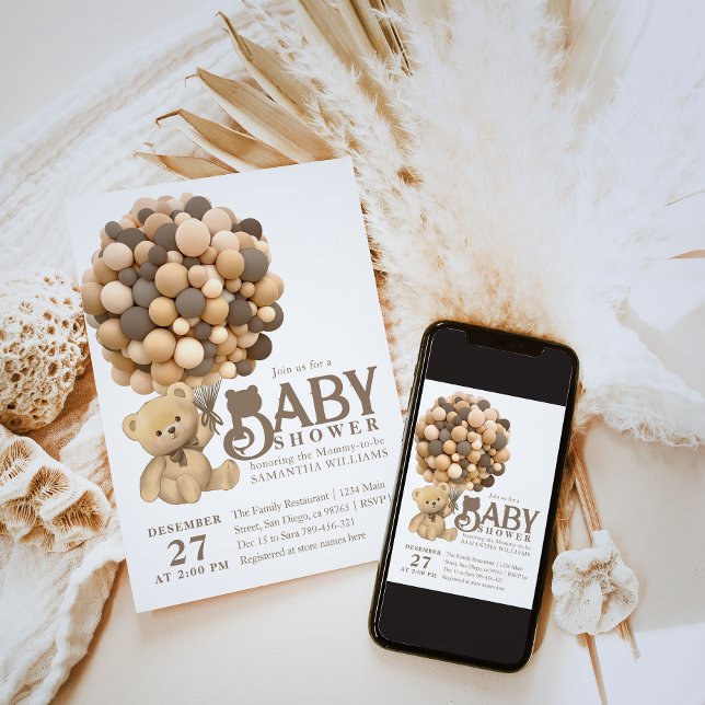 Invitación Podemos Esperar A Baby Shower De Oso Moderno (Subido por el creador)