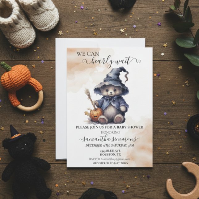 Invitación Podemos Esperar A Baby Shower Halloween Teddy (Subido por el creador)
