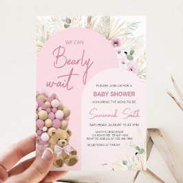 Invitación Podemos esperar a Baby Shower Rosa