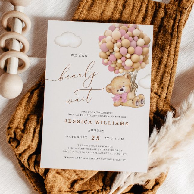 Invitación Podemos esperar a Baby Shower Rosa (Subido por el creador)