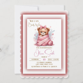 Invitación Podemos esperar a Baby Shower Rosa