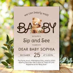 Invitación Podemos esperar a Baby Shower Sip y ver