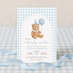 Invitación Podemos Esperar A Bear Bear Balloon Boy Baby Showe