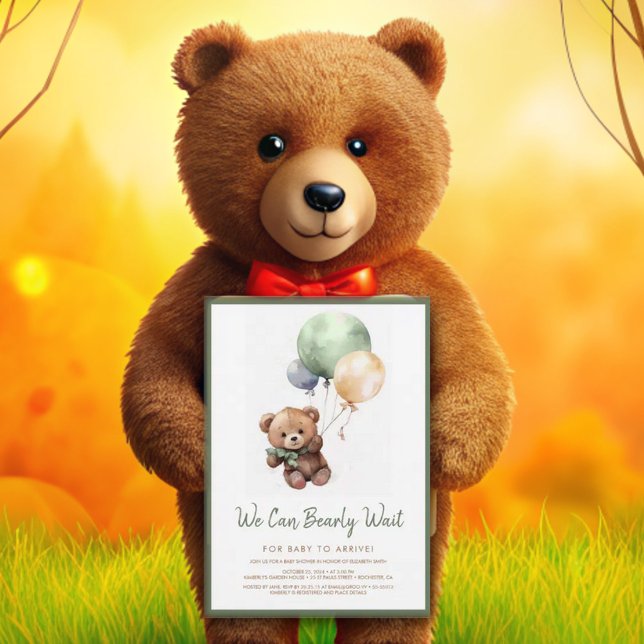 Invitación Podemos esperar a Bear Bear Bear Balloon Baby Show (Subido por el creador)