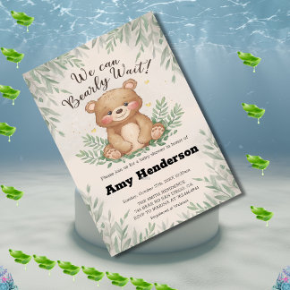 Invitación Podemos esperar a Bear Floral Teddy Bear Baby Show