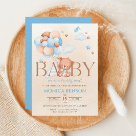 Invitación Podemos Esperar A Boho Blue Beige Baby Shower