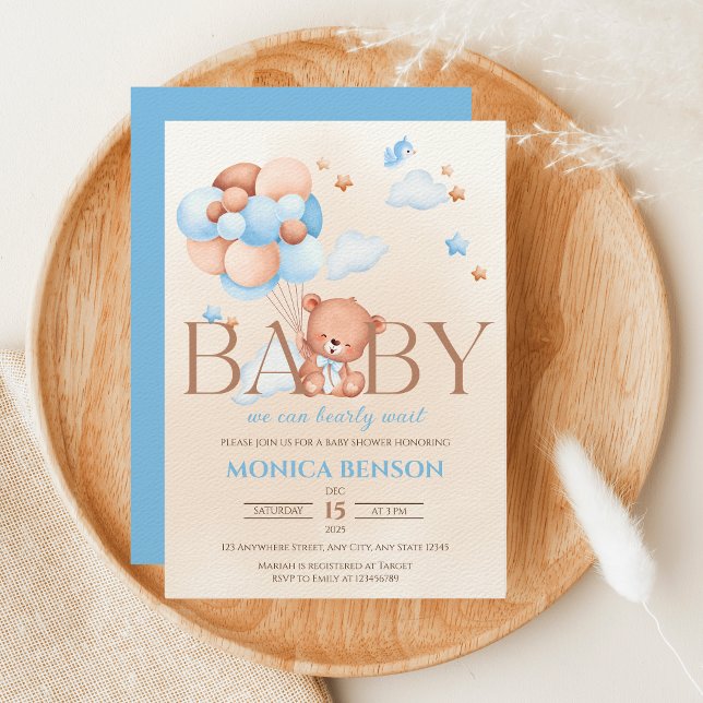 Invitación Podemos Esperar A Boho Blue Beige Baby Shower (Subido por el creador)
