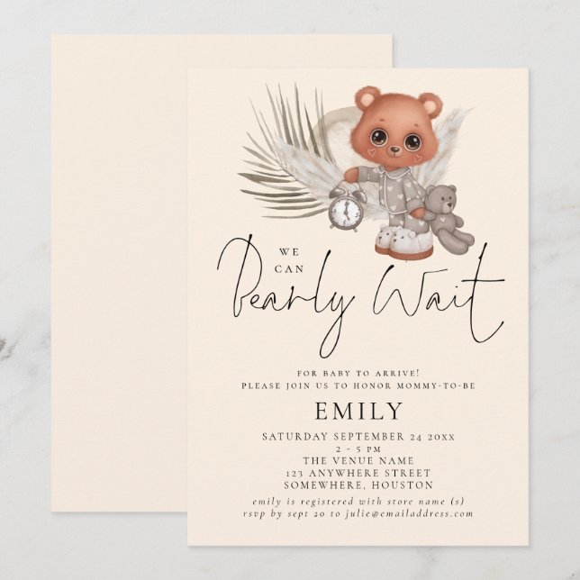 Invitación Podemos esperar a Boho Moda Baby Shower (Anverso / Reverso)