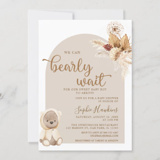 Invitación Podemos esperar a Boho Teddy Bear