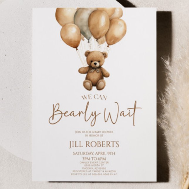 Invitación Podemos Esperar A Boho Teddy Bear Baby Shower (Subido por el creador)