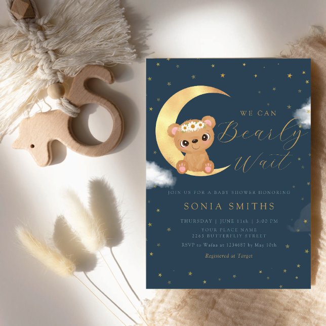 Invitación Podemos Esperar A Boho Teddy Bear Baby Shower (Subido por el creador)