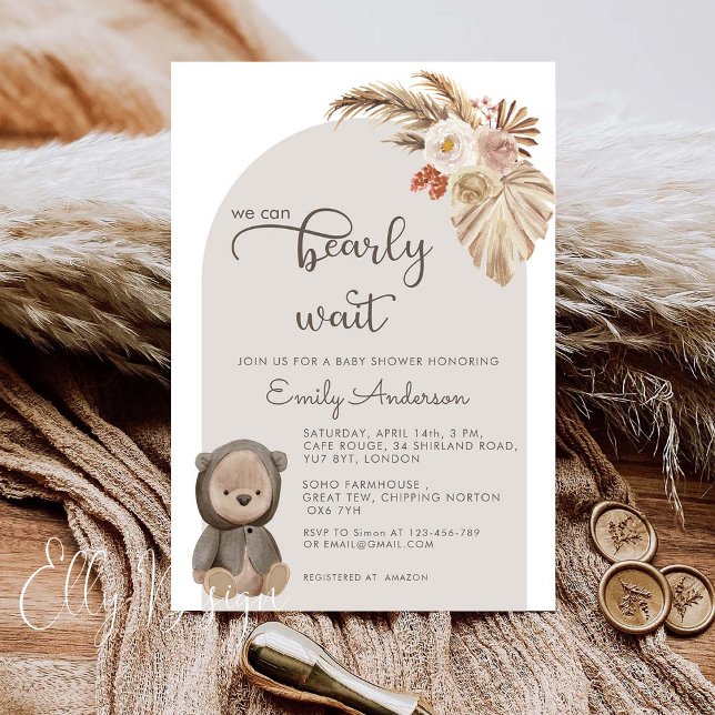 Invitación Podemos Esperar A Boho Teddy Bear Baby Shower (Subido por el creador)