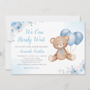 Invitación Podemos Esperar A Boho Teddy Bear Boy Baby Shower