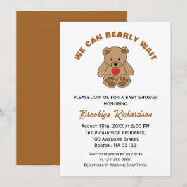 Invitación Podemos Esperar A Brown Teddy Bear Baby Shower