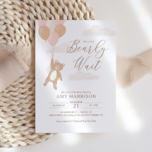 Invitación Podemos Esperar A Chica Rosado Baby Shower