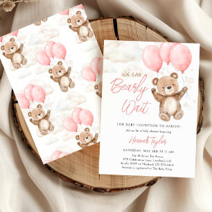 Invitación Podemos Esperar A Chica Rosado Baby Shower