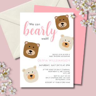 Invitación Podemos esperar a Chicas rosados Baby Shower