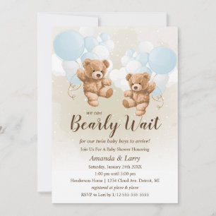 Invitación Podemos esperar a dos niños Baby Shower
