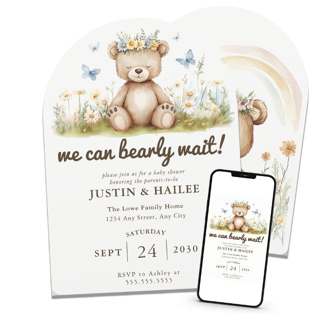 Invitación Podemos Esperar A Girly Wildflower Baby Shower (Subido por el creador)