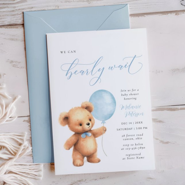 Invitación Podemos Esperar A La Baby Shower De Blue Balloon B (Subido por el creador)